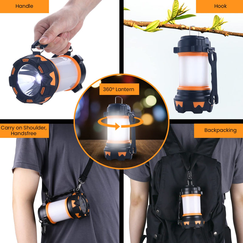 AYL LED Camping Lantern Rechargeable, Super Bright Lantern Flashlight and 360 Degree Illumination, Power Bank, IPX4 Waterproof for Hurricane Emergency Survival, Power Outages, Hiking, Home, Tent Light 1000 Lumens 1 - NewNest Australia