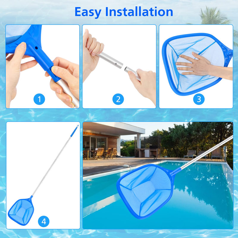 Mowend Pool Skimmer, Pool Net with 4 Sections 57" Detachable Pole, Pool Skimmer net for Above Ground & Inground Swimming Pools, Pool Accessories and Supplies - NewNest Australia