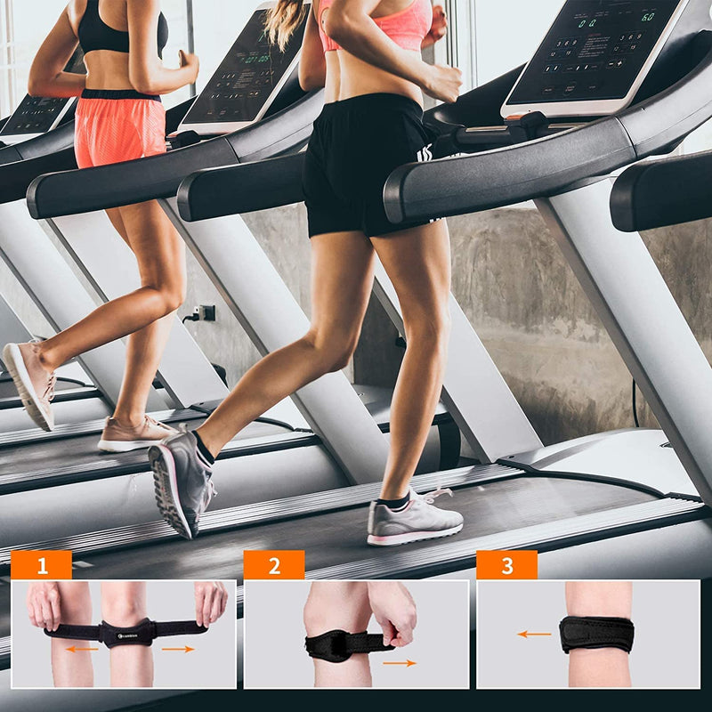 CAMBIVO 2 Pack Patella Tendon Knee Strap, Knee Support Brace for Women Men, Adjustable Band for Hiking, Soccer, Basketball, Baseball, Running, Tennis, Volleyball, Squats Black/White - NewNest Australia