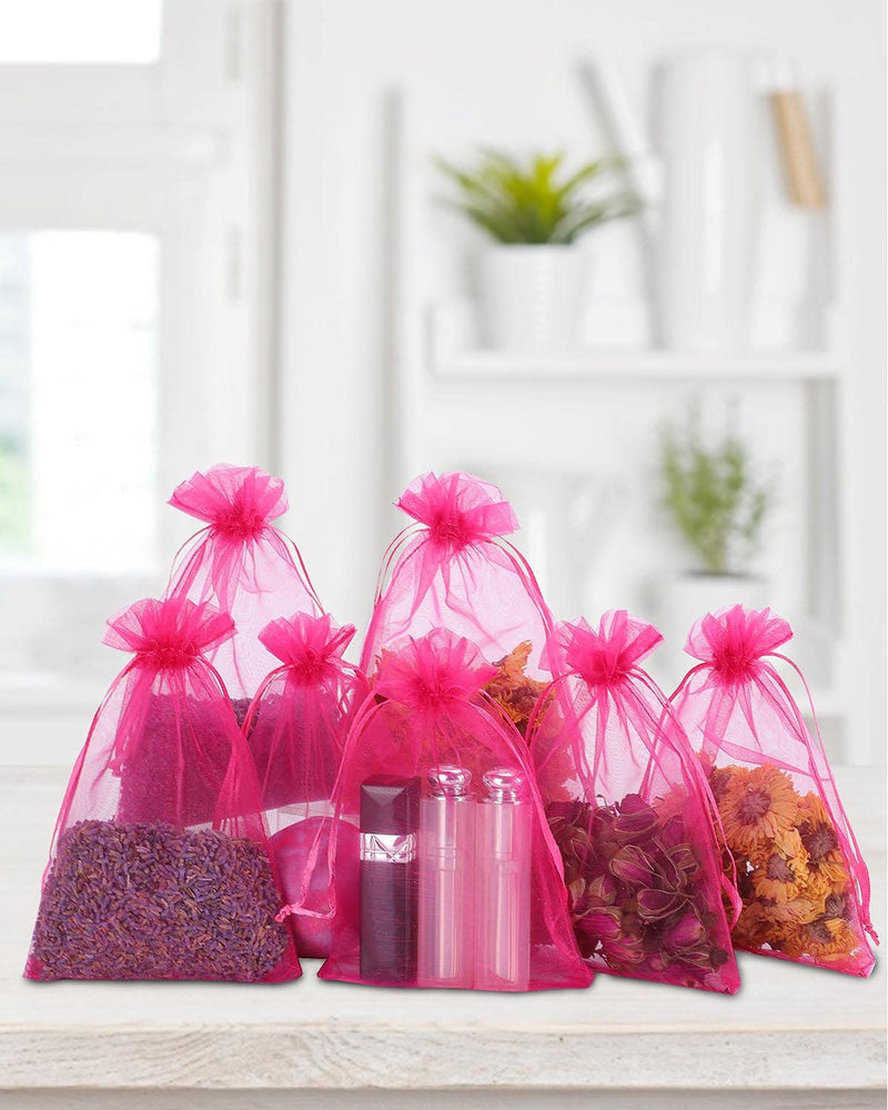 Kslong 100PCS Small Mesh Bags Drawstring 3x4,Sheer Organza Bags Drawstring for Jewelry, Mesh Party Wedding Favor Bags for Small Business,Candy,Bracelet Packaging,Empty Sachet Bags (Hot Pink) Hot Pink - NewNest Australia