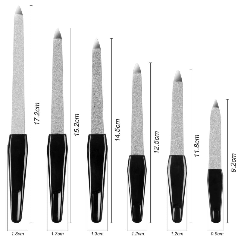URAQT Nail File Set, 6pcs Stainless Steel Nail Files with Comfortable Handle, Professional Manicure Pedicure Tools, Double Sided Emery Boards for Acrylic and Natural Nails, 6 Sizes Stainless Steel/6Pcs - NewNest Australia