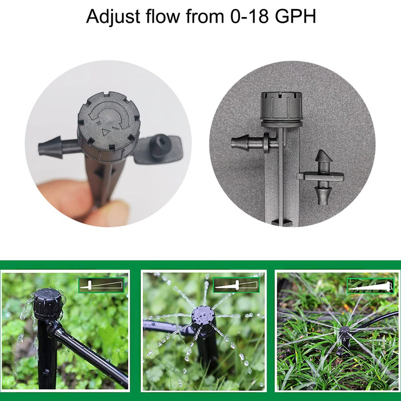 25 Pcs Drip Irrigation Emitters, Adjustable Flow 0-18 GPH Irrigation Drippers with Stake, 360 Degree Flow Sprinkler Head, Irrigation System Accessories, Auto Watering for Garden Patio Lawn Flower Bed - NewNest Australia
