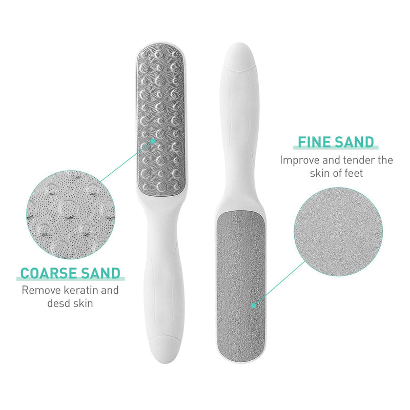 Foot File Double-Sided Hard Dead Skin Remover Stainless Steel Foot File Rasp Heel Peel Foot Scrubber Feet Pedicure Callus Remover for Wet and Dry Cracked Feet White - NewNest Australia