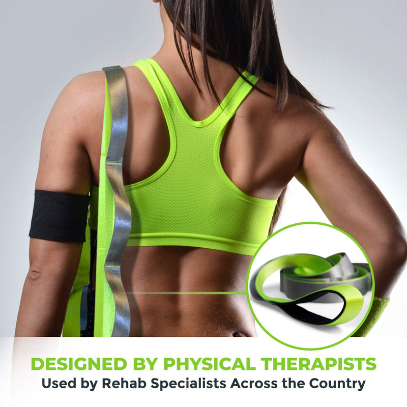 Gradient Fitness Stretching Strap, Premium Quality Multi-Loop Strap, Neoprene Padded Handles, 12 Loops, 1.5" W x 8' L Green/Grey - NewNest Australia