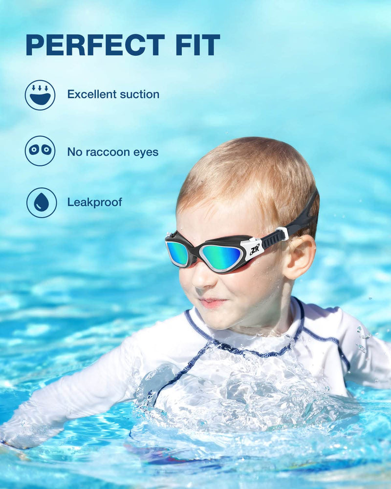 ZIONOR Kids Swim Goggles, Super Comfort Polarized Swimming Goggles for Kids 6-14 A0-kids-polarizedgold Lens White Frame - NewNest Australia