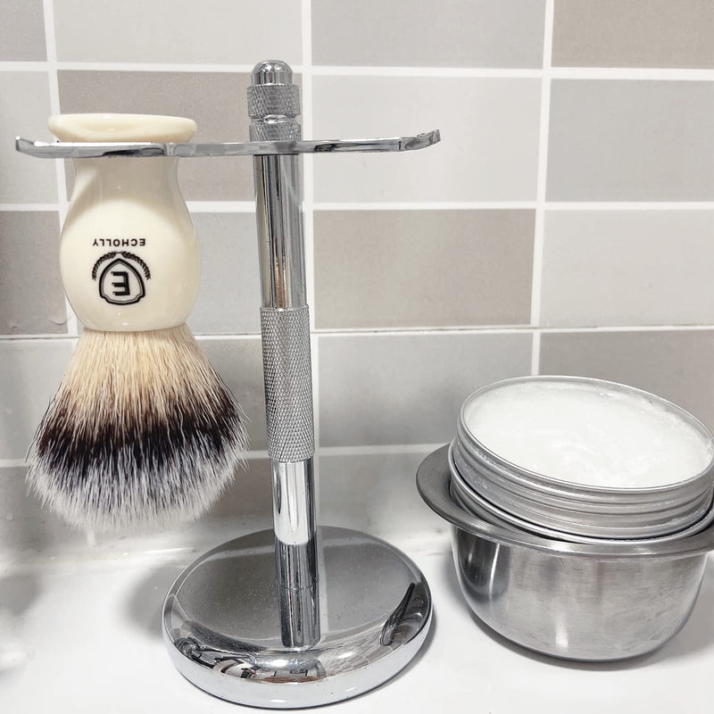 Echolly Premium Shaving Brushes for Men-Luxury Vegan Friendly Synthetic Shave Brush-Best Entry-Level Lather Brush for Men-Shaving Foam Lather Brush-Perfect Father's Day Gifts (Ivory White Handle) - NewNest Australia