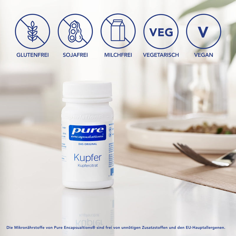 Pure Encapsulations - Copper (copper citrate) - trace element copper, organically bound - 60 vegan capsules - NewNest Australia