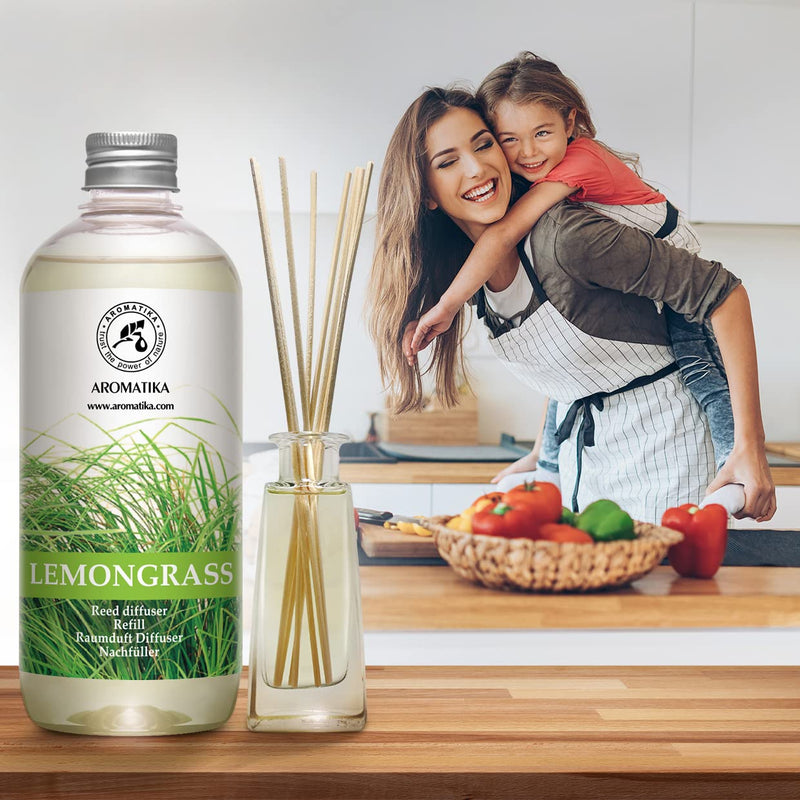 Room Fragrance Refill Lemongrass - Lemongrass 500 Ml - Refill Bottle With Natural Pure Essential Lemongrass Oil - Intensive & Long-Lasting Natural For Room - Kitchen - Best Room Air Freshener - NewNest Australia