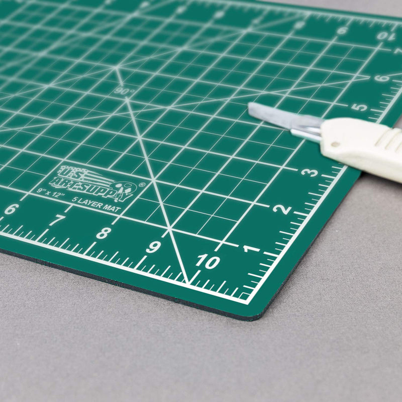 U.S. Art Supply 9" x 12" Green/Black Professional Self Healing 5-Ply Double Sided Durable Non-Slip PVC Cutting Mat Great for Scrapbooking, Quilting, Sewing and All Arts & Crafts Projects 9" x 12" - NewNest Australia
