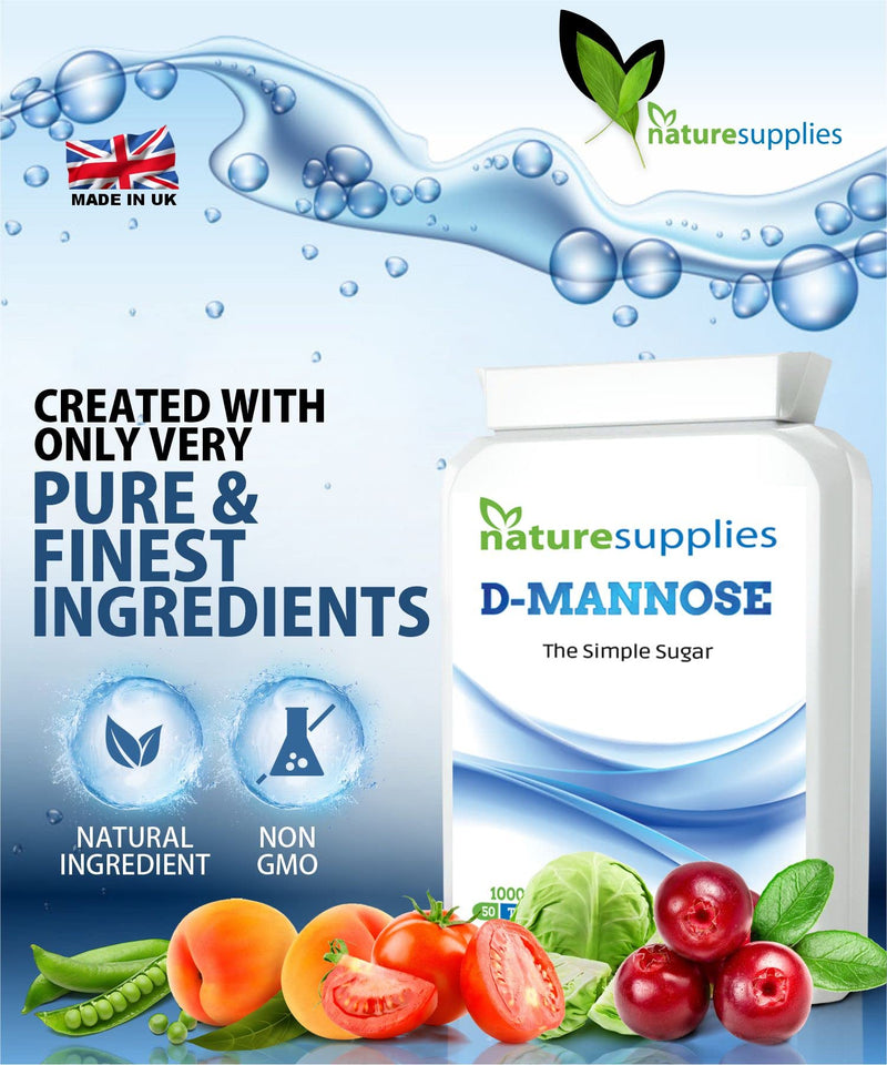 D-mannose Tablets 1000mg - Coated Tablet Easy to Swallow Longer Shelf Life 50 Pack - Suitable for Vegetarians and Vegans, A Premium Mannose Supplement from Naturesupplies - NewNest Australia