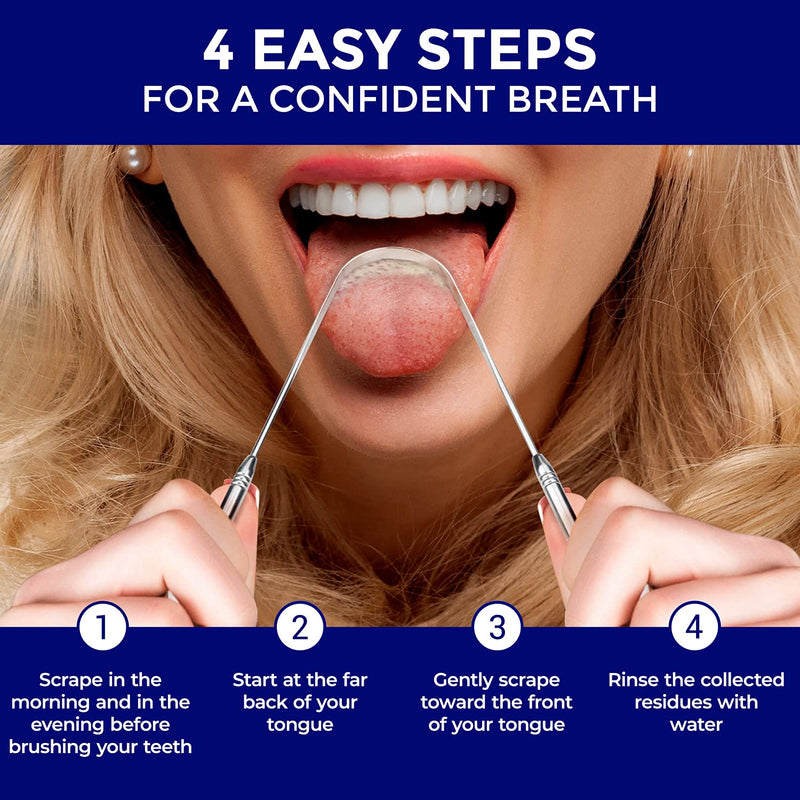 Tongue Scraper Stainless Steel | Two-Pack | Tongue Cleaner | for a Fresh Breath and Better Oral Health | Stainless Steel Tongue Scrapers | Tongue Cleaner for Kids and Adults | ORAVIX 2 - NewNest Australia