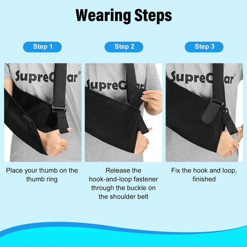 supregear Arm Sling, Lightweight Adjustable Mesh Shoulder Immobilizer Rotator Cuff Arm Swathe Support Brace for Shoulder Injury, Broken & Fractured Bones, Fits Left and Right Arm Men and Women, M - NewNest Australia