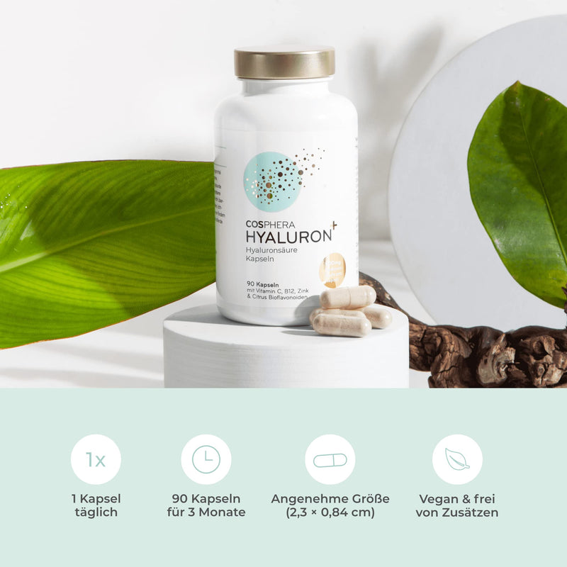 High-Dose Hyaluronic Acid Capsules With 500 Mg Per Capsule - 90 Vegan Hyaluronic Capsules In A 3-Month Supply - 500-700 Kda I Enriched With Zinc To Help Maintain Normal Skin And Bones. - NewNest Australia
