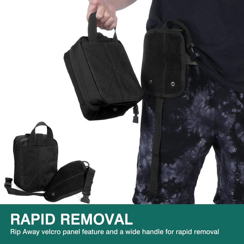 Kyrio First Aid Pouch Empty Tactical Molle Bag Medical Outdoor Package Rip-Away Emt Tool Bag For Medical Grade Package With Climbing Rescue Tools Black, Black - NewNest Australia