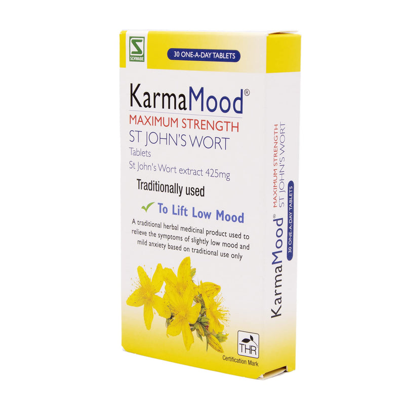 Schwabe KarmaMood Maximum Strength - St John's Wort Extract 425mg - Traditionally Used for Low Mood and Mild Anxiety - Traditional Herbal Medicinal Product - 30 Tablets 30 Count (Pack of 1) - NewNest Australia