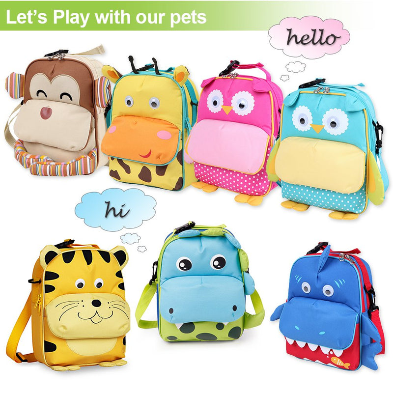 NewNest Australia - Yodo 3-Way Convertible Playful Insulated Kids Lunch Boxes Carry Bag / Preschool Toddler Backpack for Boys Girls, with Quick Access front Pouch for Snacks, Shark 