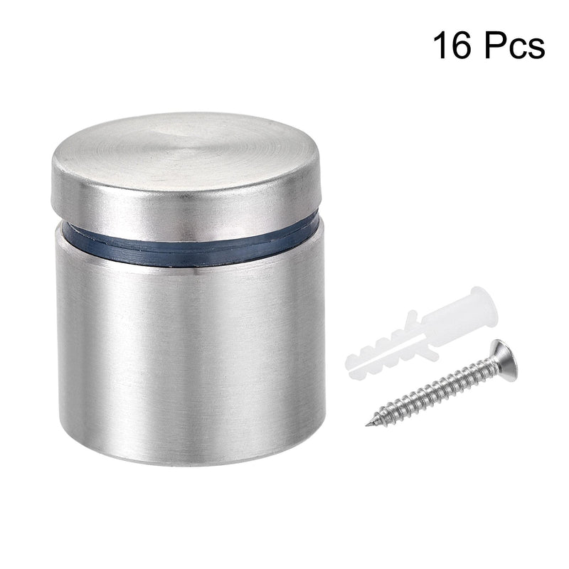 uxcell 1" Dia. x 1-1/16"(25x27mm) Standoff Screws Wall Mount Acrylic Glass Nails with Accessories Silver Tone 16pcs - NewNest Australia