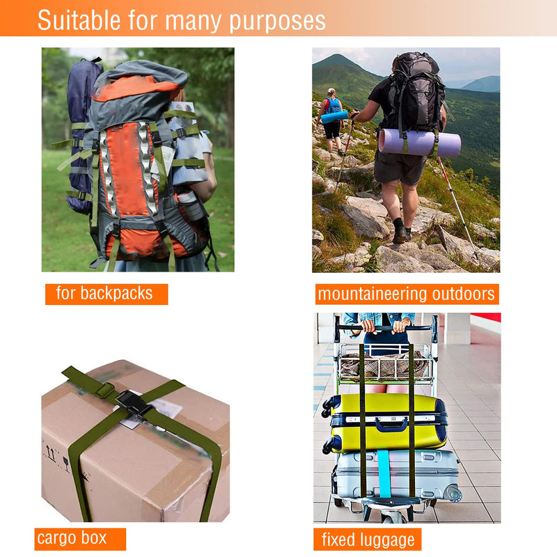 Premium Utility Straps with Quick Release Buckle Adjustable Short Nylon Tie Down Straps for Backpack Tactical Lashings Camping Gear Sleeping Bag Mattress Conveyor Belt Luggage 6 feet Army green - NewNest Australia