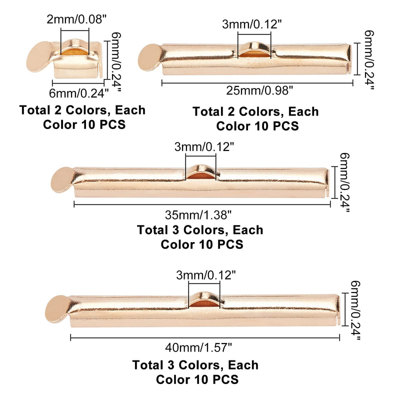 PH PandaHall 10 Styles Slide On End Clasp, 100pcs Jewelry Tube End Bar Slider End Caps Brass Tubes Clasp Crimp Terminators for Seed Beads Waist Beads Multi-Strand Necklace Bracelet Making - NewNest Australia