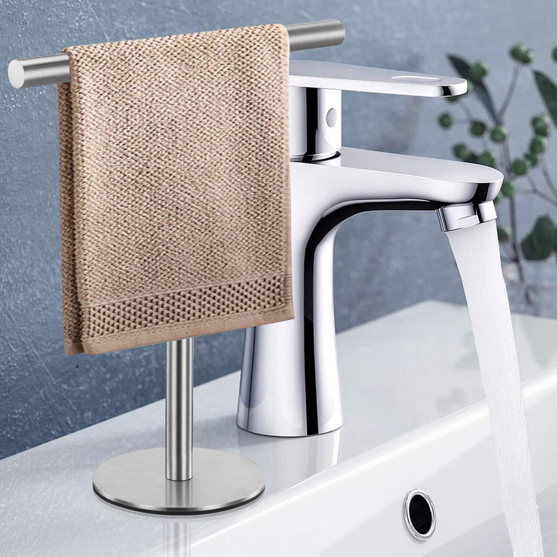 NewNest Australia - Pynsseu Bath Hand Towel Holder Standing, SUS304 Stainless Steel Brushed Finish T-Shape Towel Bar Rack Stand, Tower Bar for Bathroom Kitchen Vanity Countertop 