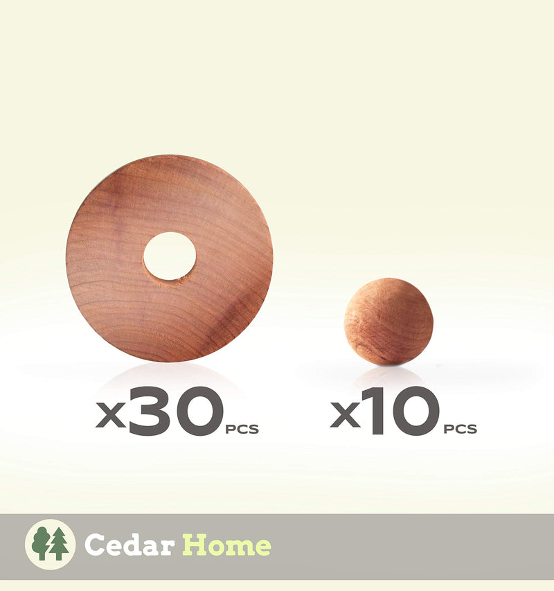 NewNest Australia - Cedar Home Cedar Blocks for Clothes Storage | Cedar Rings & Cedar Balls | Closet Freshener | Mildew Prevention | 40 Pieces, 30 Cedar Rings & Bonus 10 Cedar Balls 