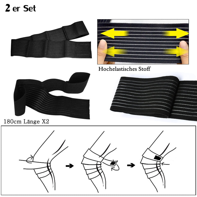 Pack of 2 knee bandages, knee support sports bandage, knee bandage strength sports, compressed knee bandage for arm, elbow, calf, hand, ankle, wrist, knee (180cm, 70 inches) Pack of 2 180cm - NewNest Australia
