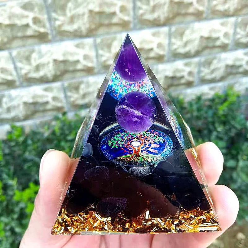 ycyingcheng Pyramid Ogan Crystal Energy Tower Nature Reiki Chakra Crushed Stone, Crystal Orgone Pyramid Crystal Pyramid Stone of Courage Healing Throat Chakra Stress Relaxation F - NewNest Australia