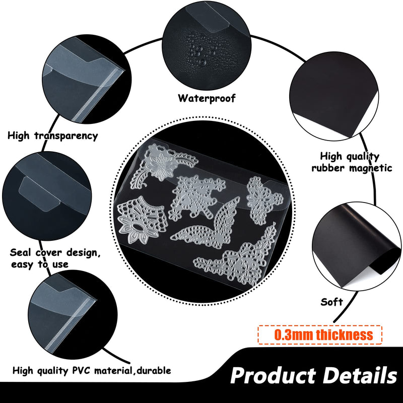 12 Pcs Stamp and Die Storage Bag with 12 Pieces Rubber Magnetic Sheets Clear Resealable Plastic Seal Bags Storage Pocket Large Stencil Envelope Case for DIY Scrapbooking Die Cutting (0.3 mm thickness) 0.3 mm thickness - NewNest Australia