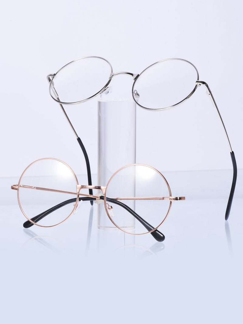 eBoot Metal Frame Round Glasses Retro Metal Clear Lens Glasses, Unisex, Black, Golden, Silver Color, 3 Pairs - NewNest Australia