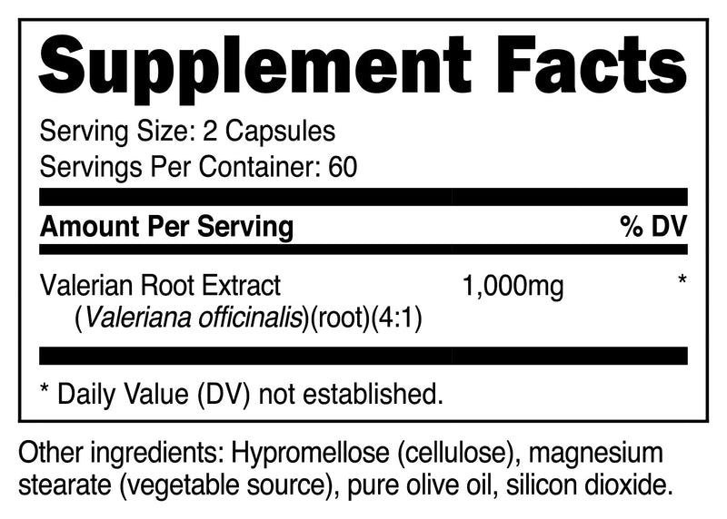 Nutricost Valerian Root Capsules (1000mg Per Serving) 120 Capsules - 4,000mg Equivalent Per Serving (4:1 Extract), Vegetarian Caps, Gluten Free, Non-GMO - NewNest Australia