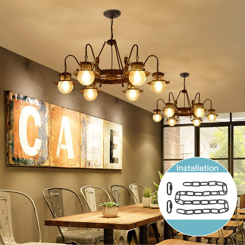 Lighting Chain, 6 feet Black Lighting Fixture Chain, Metal Chandelier Chain Extension, Pendant Lamp Fixture Chain with Connection Locks, Heavy Duty Chandelier Chain for Hanging Light(6' - Black) - NewNest Australia