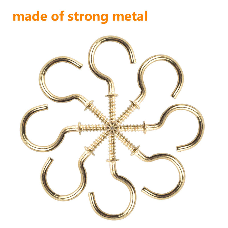 NewNest Australia - BronaGrand 100pcs Nickel Plated Metal Screw-in Ceiling Hooks Cup Hooks Gold 1inch 