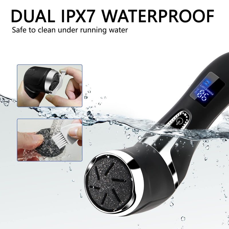 Electric Feet Callus Remover, Rechargeable, Ckclr Portable Electronic Ipx7 Foot File Pedicure Tools, Professional Pedicure Foot Care Led Smart Display Made Of Pvc (Silver + Black) - NewNest Australia