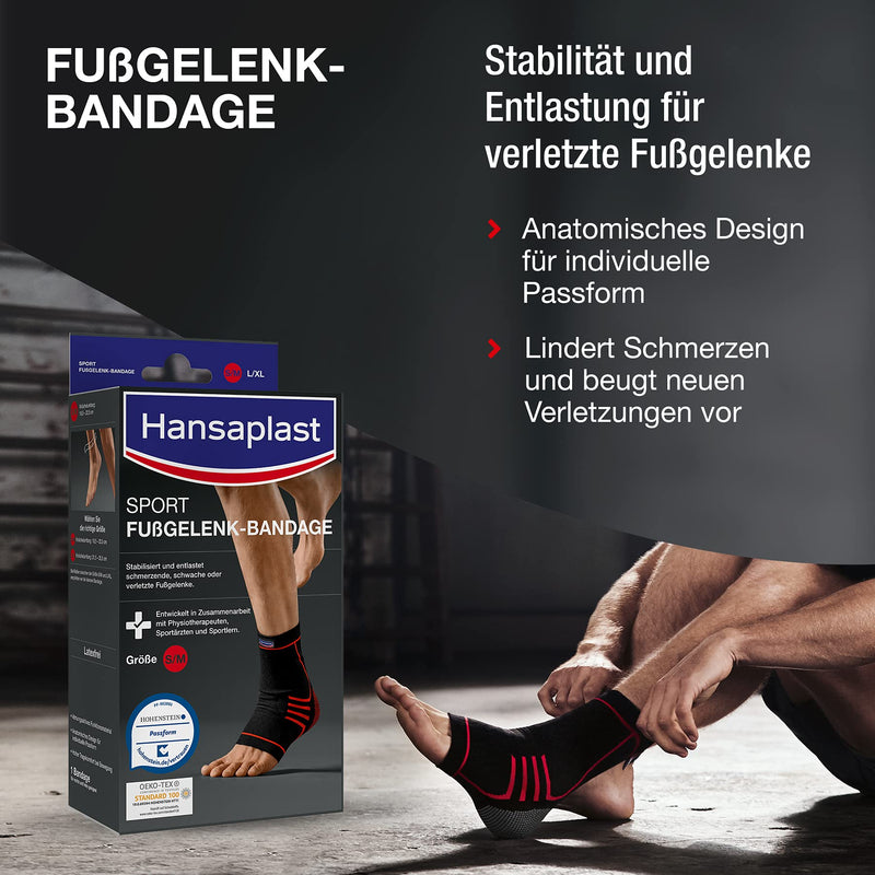 Hansaplast Sport ankle bandage, ankle bandage protects and supports the joint, ankle bandage suitable for the right and left ankle, size S/M (pack of 1) S/M (pack of 1) - NewNest Australia