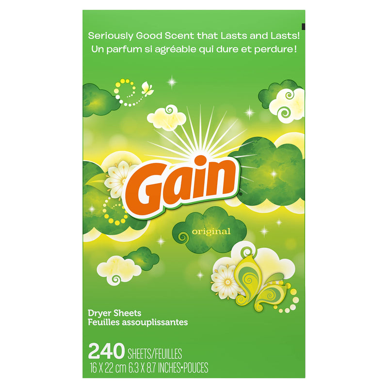 Gain Dryer Sheets Laundry Fabric Softener, Original Scent, 240 Count 240 Count (Pack of 1) - NewNest Australia