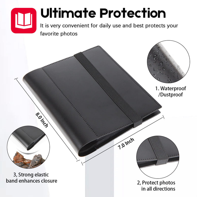 Small Photo Album 5x7 Holds 64 Photos Black Inner Page with Strong Elastic Band, 5x7 Mini Book Photo Pictures Album for Artwork, 5x7 Picture Storage, Kids Art Storage, Postcards, Drawings (Black) 1Pack - NewNest Australia