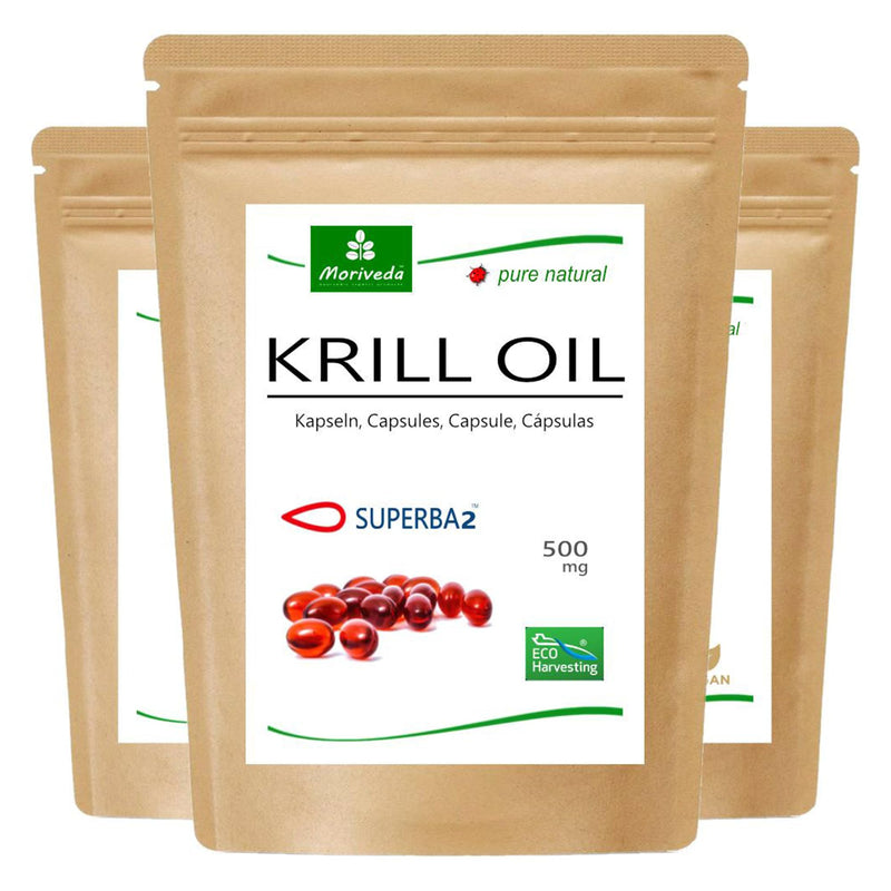 MoriVeda® Superba Premium Krill Oil - 1000mg with Astaxanthin I 180 capsules with revolutionary Omega 3 oil, antioxidants & vitamins I Certified by USDA, ISO & MSC I 3x 60 pieces 180 pieces (pack of 3) - NewNest Australia