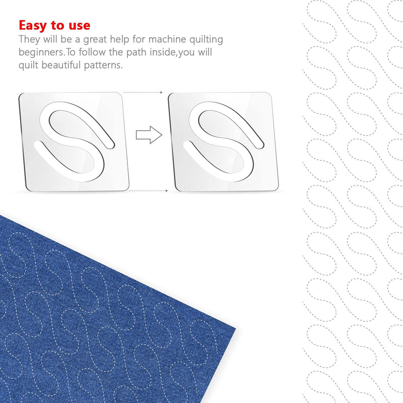 4Pcs Free Motion Quilting Rulers and Templates Set Feather Drop Leaves Semicircle Pattern 1/8 inch Thick Acrylic Quilting Templates for Domestic Sewing Machines with Non-Slip Grips(Style C) StyleC - NewNest Australia