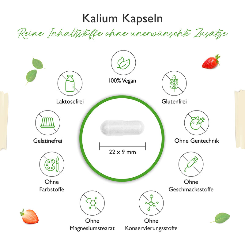 Potassium - 240 capsules - High dosage: 1143 mg per capsule, of which 400 mg is elemental potassium - 100% potassium citrate - Laboratory tested - Vegan - NewNest Australia