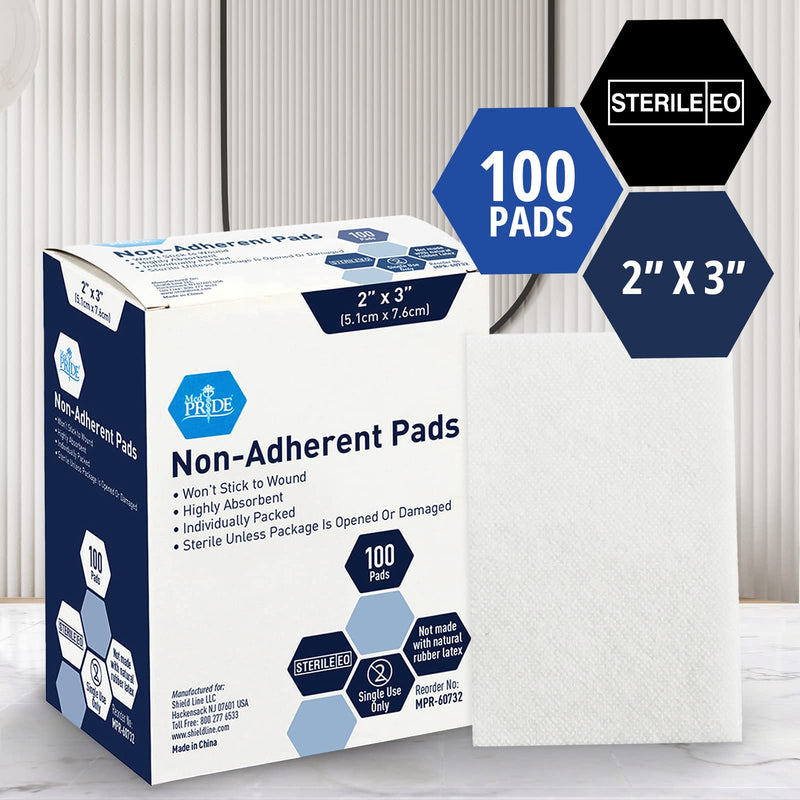 Medpride Sterile Non-Adherent Pads| 100-Pack, 2” x 3”| Non-Adhesive Wound Dressing| Highly Absorbent & Non-Stick, Painless Removal-Switch| Individually Wrapped for Extra Protection 2x3 Inch (Pack of 100) - NewNest Australia