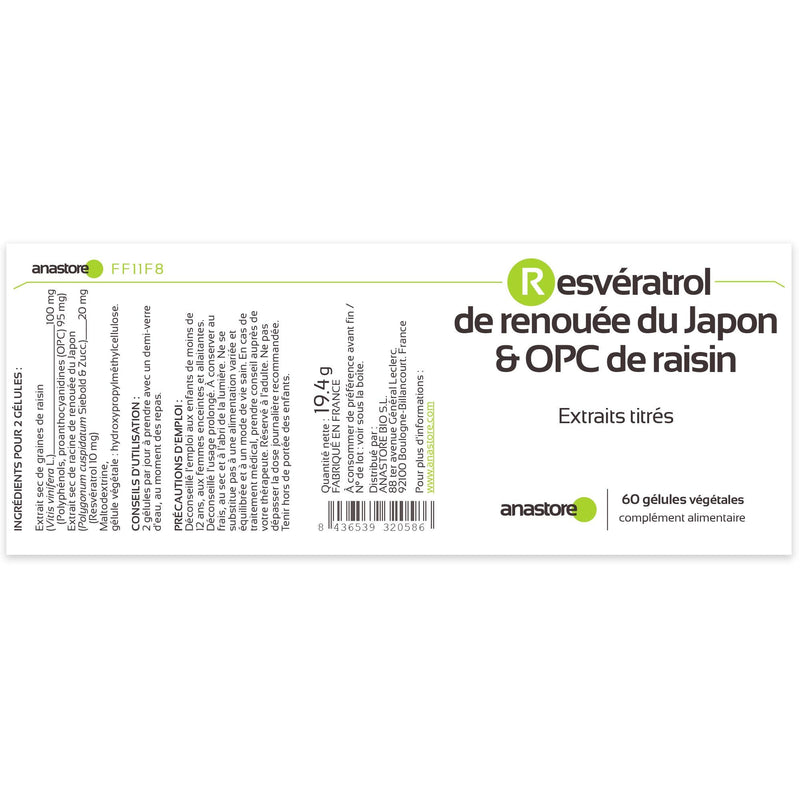 RESVERATROL from PROTYKIN® & OPC from grapes * 60 mg / 60 vegetable capsules * Titrated to 95% proanthocyanidin and to 50% resveratrol * Antioxidants, cardiovascular - NewNest Australia