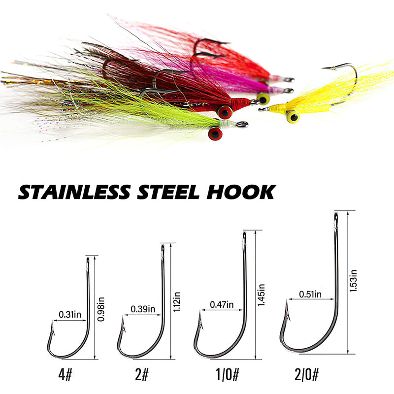 Goture 6pcs Clouser Deep Minnow Fishing Flies Streamer Fly Fishing Lure Bass Flies Hook Size 4#, 2#, 1/0, 2/0 1/0#-6pcs - NewNest Australia