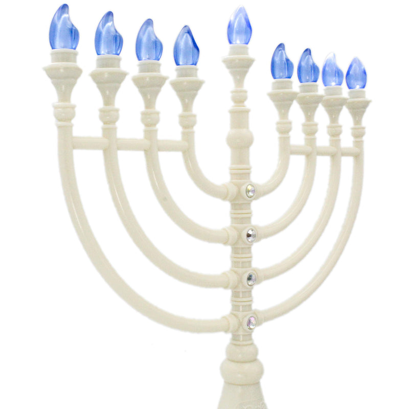 NewNest Australia - The Dreidel Company Traditional Hanukkah Menorah with Crystals (White Hanukkah Menorah with Crystals) 