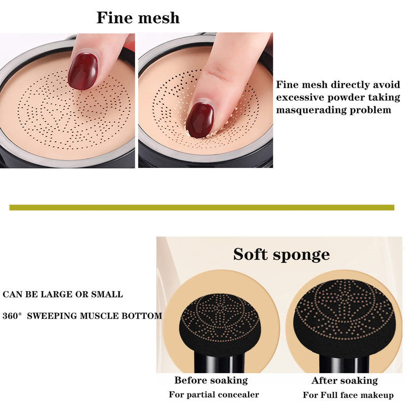 Mushroom Head Air Cushion CC Cream Foundation Nude Makeup Moisturizing Brightening Pigment CC Liquid Foundation, Even Skin Tone Makeup Base BB Cream (Natural) Natural - NewNest Australia