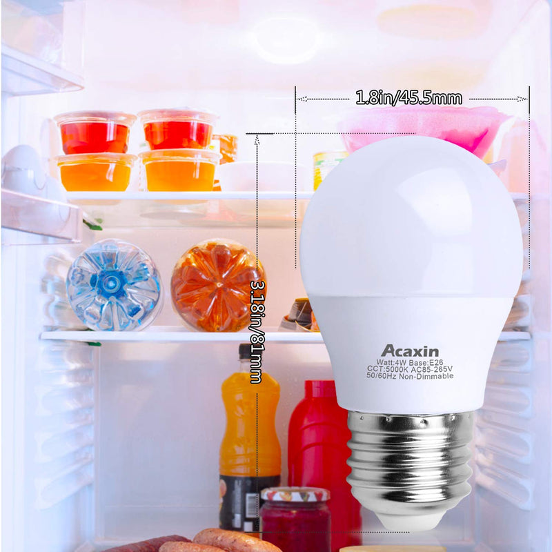 LED Refrigerator Light Bulb 4W 40Watt Equivalent, Acaxin Waterproof Frigidaire Freezer LED Light Bulb IP54, 120V E26 Daylight White 5000K 400 Lumen, Energy Saving A15 Appliance Fridge Bulbs, 2 Pack - NewNest Australia