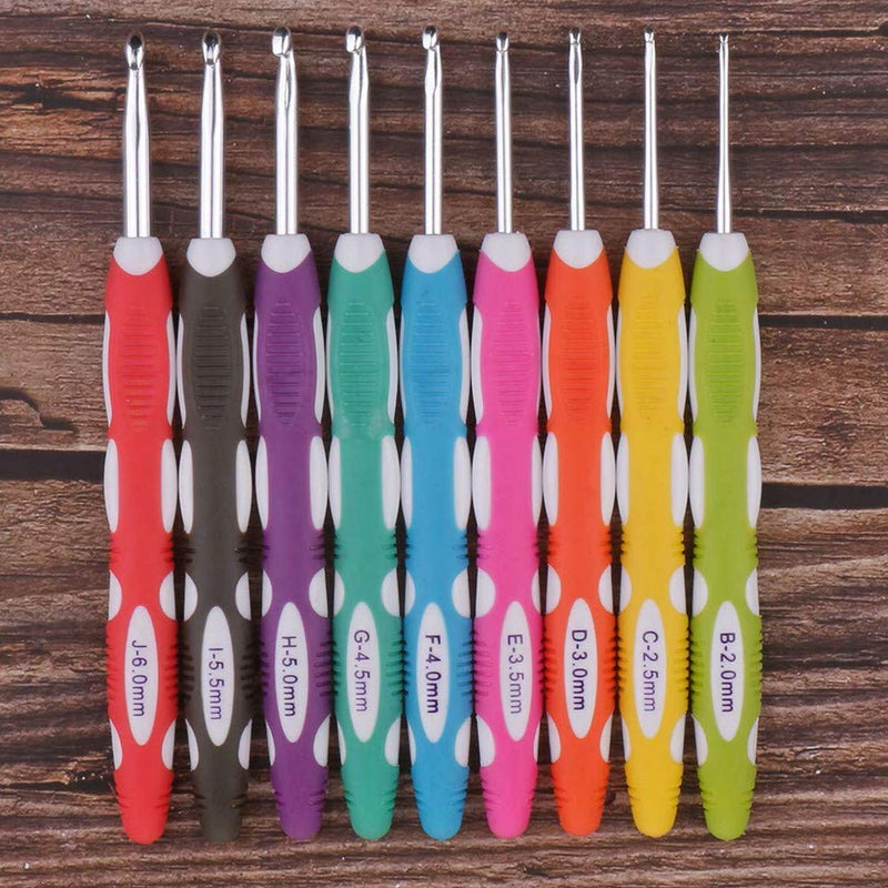 Ergonomic Crochet Hooks with Roll Felt Bag, Crochet Hooks Set for Arthritic Hands, Size from B to J - NewNest Australia