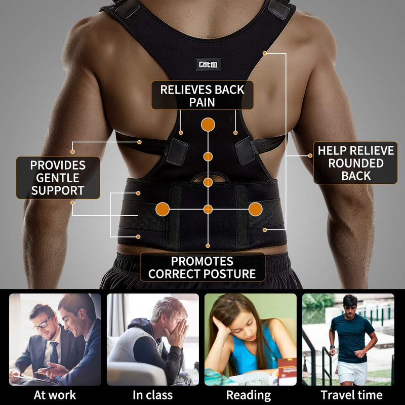 Back Brace, Lumbar Shoulder Posture Corrector for Upper and Lower Back, Spinal Support for Women and Men, Adjustable Neoprene Belt Strap for Relief Back Pain (Large) L (Pack of 1) - NewNest Australia