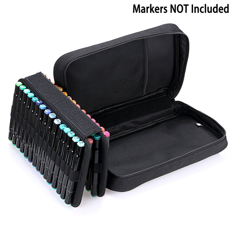 BTSKY Art Marker Carrying Case Lipstick Organizer-60 Slots Canvas Zippered Markers Storage for Touch Spectrum Noir Paint Sharpie Markers, Empty Wallet Only (Black) Black - NewNest Australia