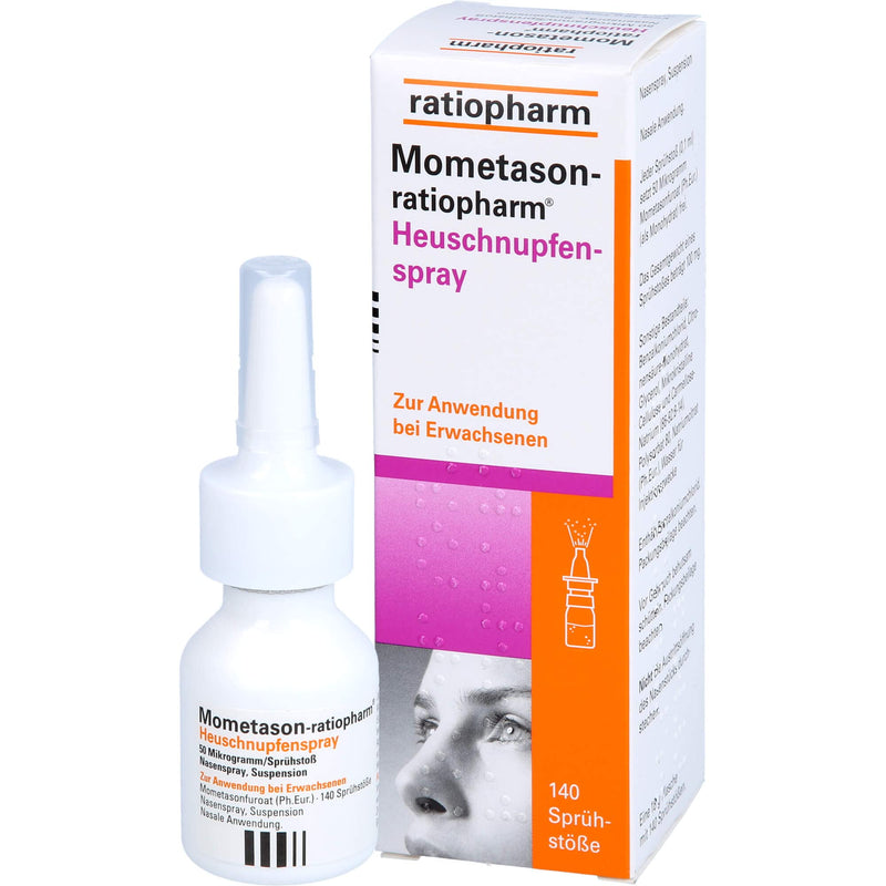 Mometason-ratiopharm® hay fever spray 50 micrograms/spray nasal spray, suspension: for the treatment of symptoms of seasonal allergic rhinitis, 140 puffs 18 g (pack of 1) - NewNest Australia