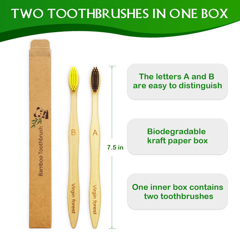 Pack Of 10 Bamboo Toothbrushes With Soft Bristles, Natural Eco Friendly Biodegradable Charcoal Toothbrushes, Bpa Free Recyclable Wooden Toothbrush Set‚¶ 10 Pieces (Soft Bristles) - NewNest Australia